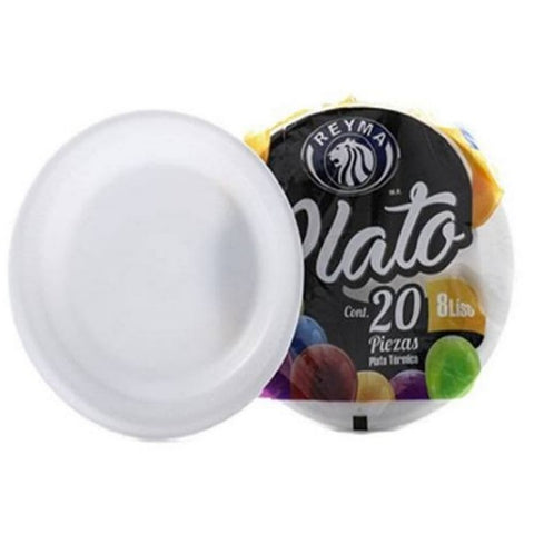 Plato liso Reyma número 8 con 20 pz