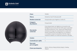 Despachador de higiénico Jumbo Sr Kimberly Clark 94248